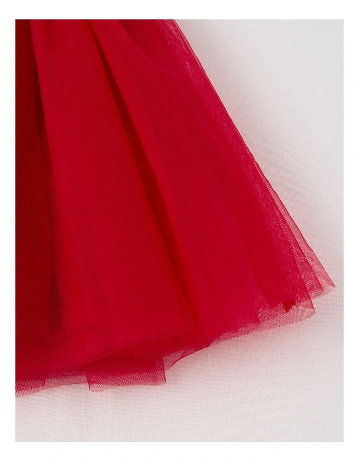 Laila Dress with Tulle Skirt & Rosette Bodice in Berry image 5