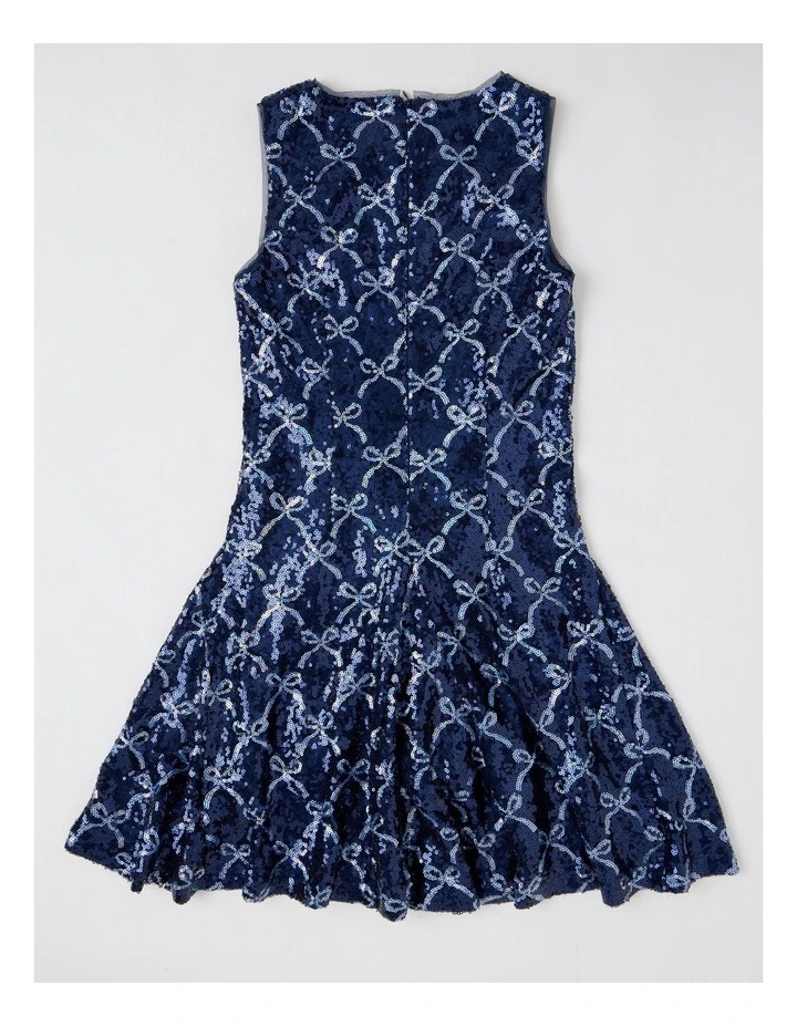 Elenor Bow Dress with Godet Inserts in Navy image 4