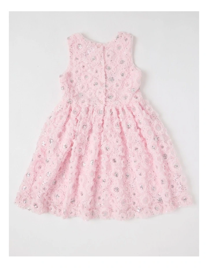 Holly Junior Sleeveless Fit and Flare Dress with Floral Rouleau in Scarlet image 4