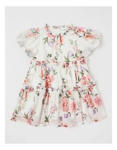 Ember Lurex Drop Waist Dress in White