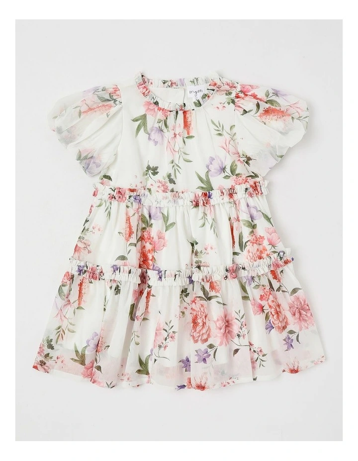 Ember Lurex Drop Waist Dress in White image 1