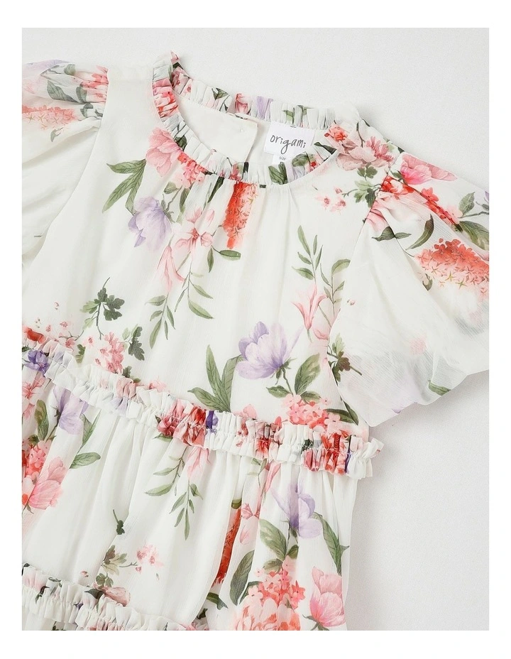 Ember Lurex Drop Waist Dress in White image 2