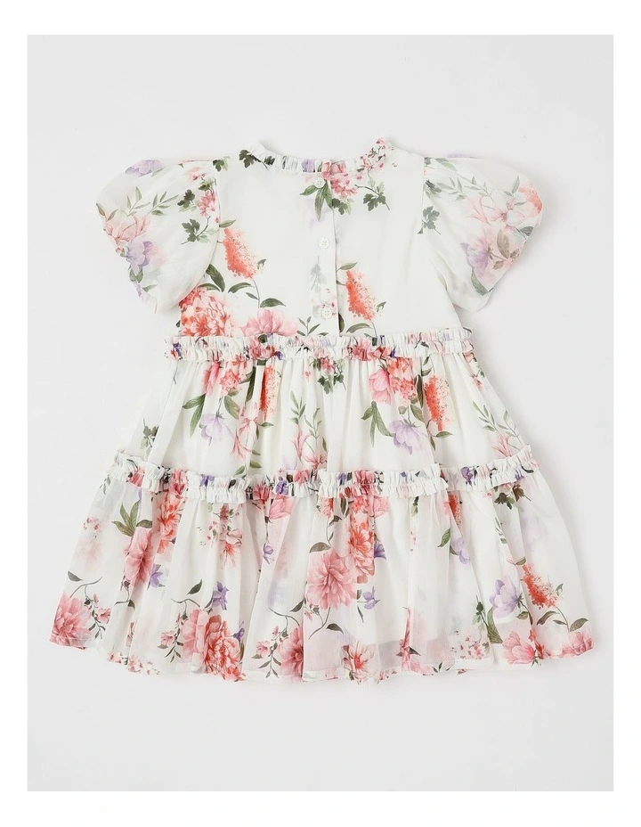 Ember Lurex Drop Waist Dress in White image 3