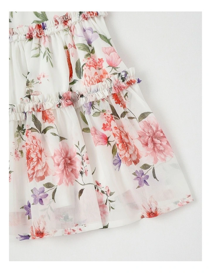 Ember Lurex Drop Waist Dress in White image 4