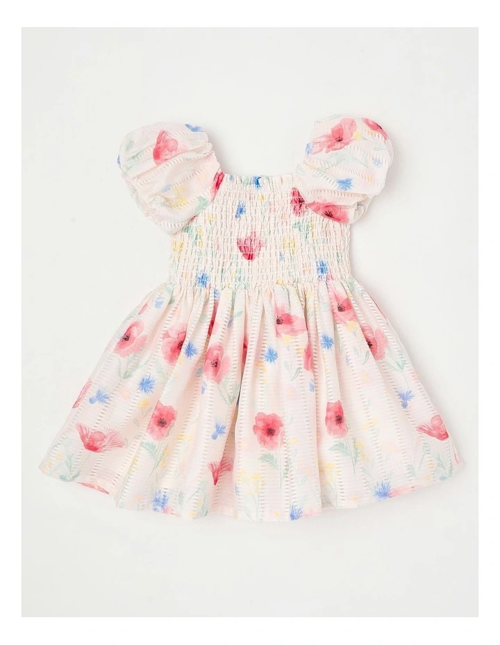 Gemmie Newborn Puff Sleeve Dress in Pink image 3