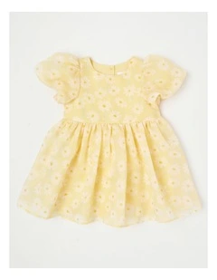 Clementine Newborn Puff Sleeve Dress in Yellow