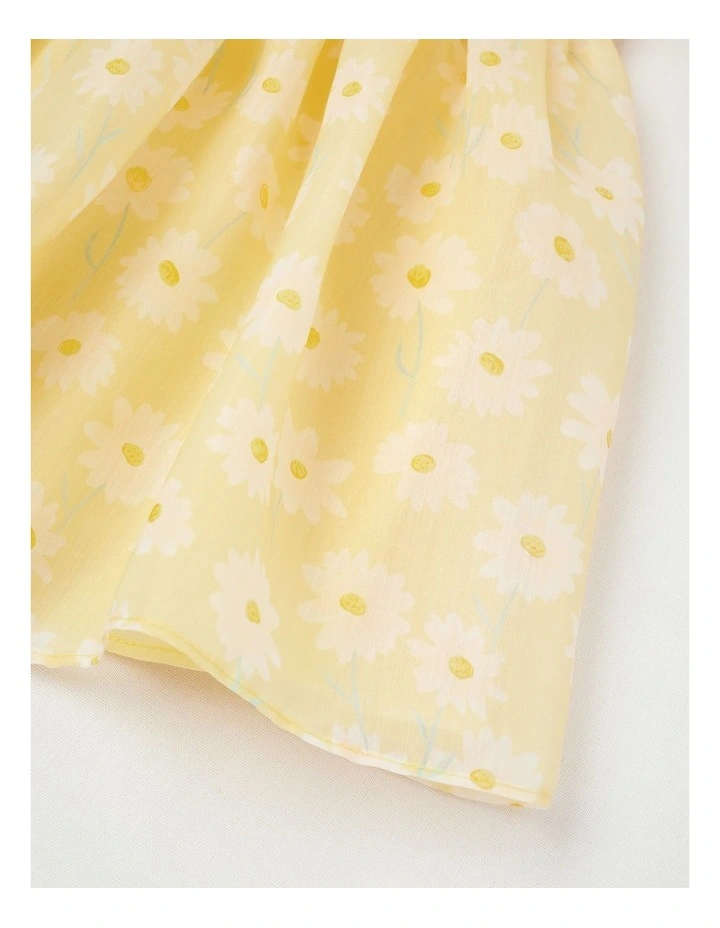 Clementine Newborn Puff Sleeve Dress in Yellow image 4