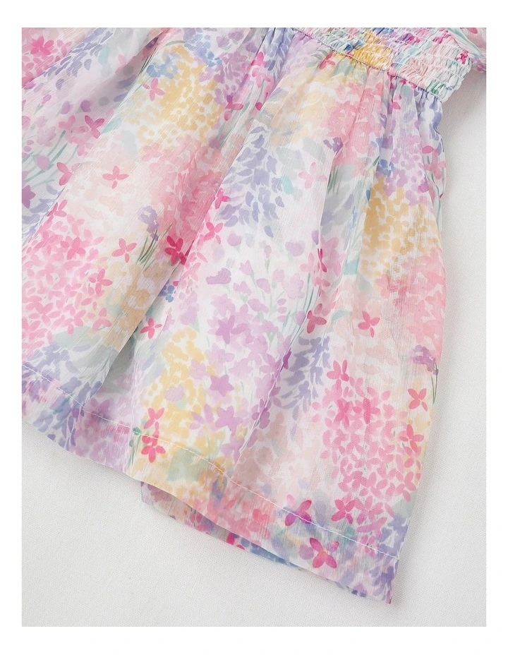 Amelie Newborn Shirred Dress in Multi image 4