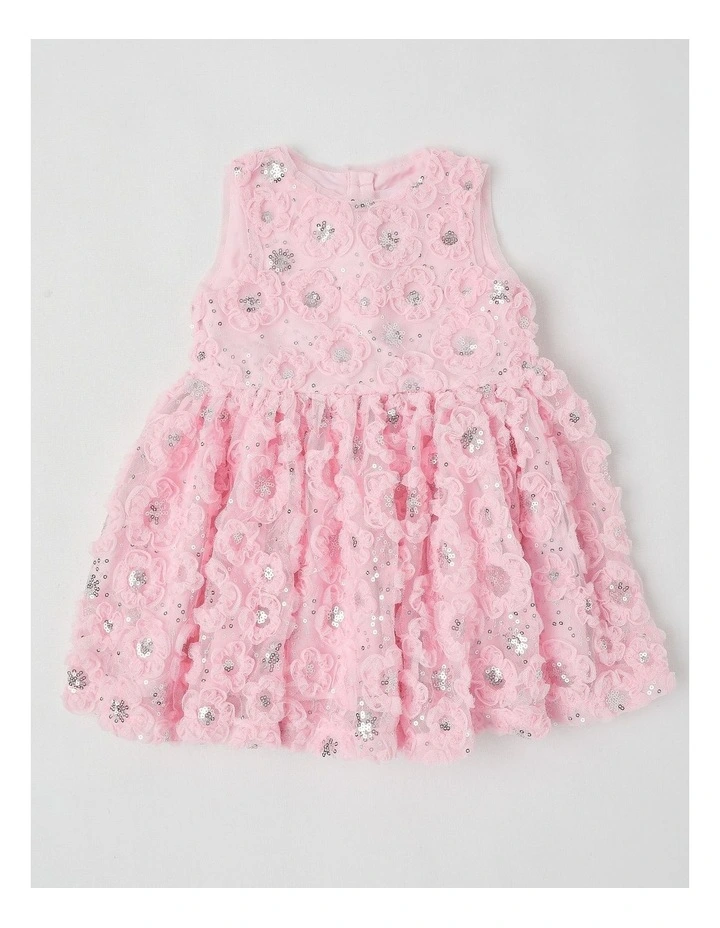 Skye Newborn Fit & Flare Dress in Pink image 1
