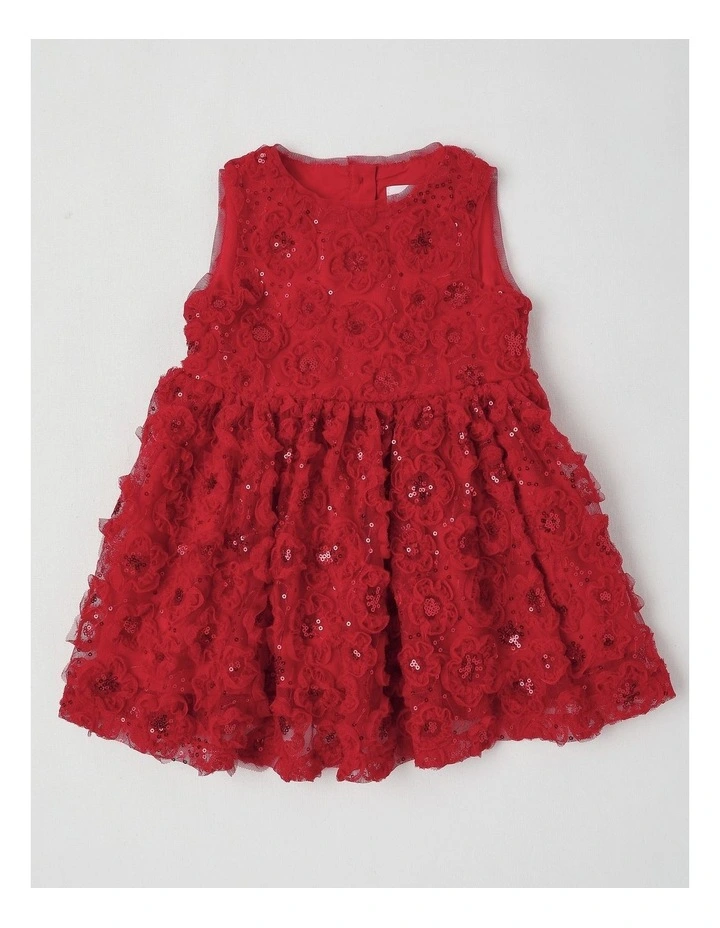 Skye Newborn Fit & Flare Dress in Red image 1