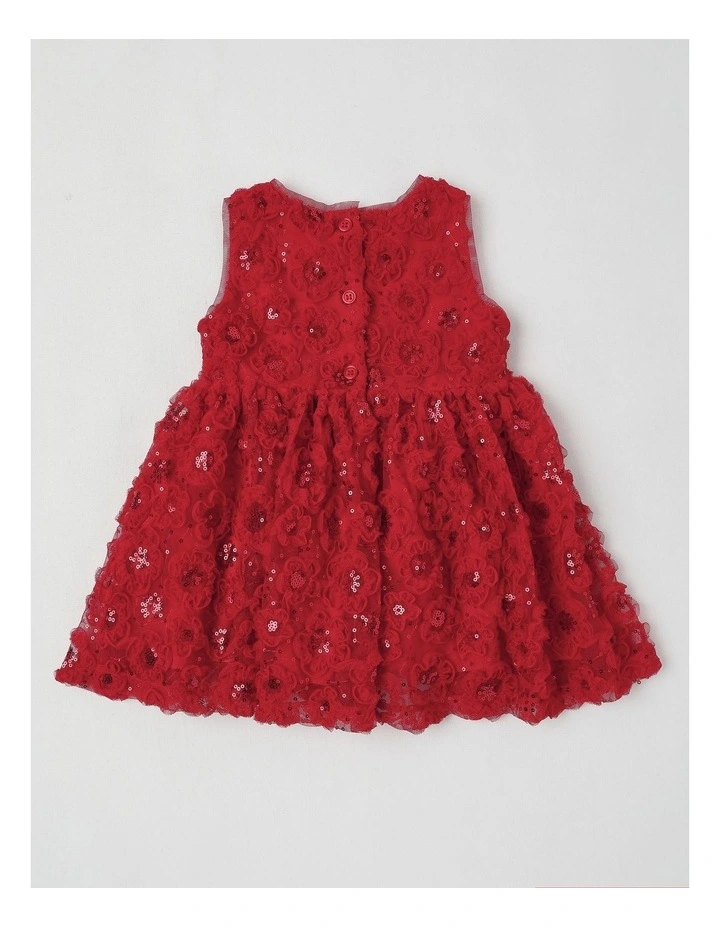 Skye Newborn Fit & Flare Dress in Red image 3