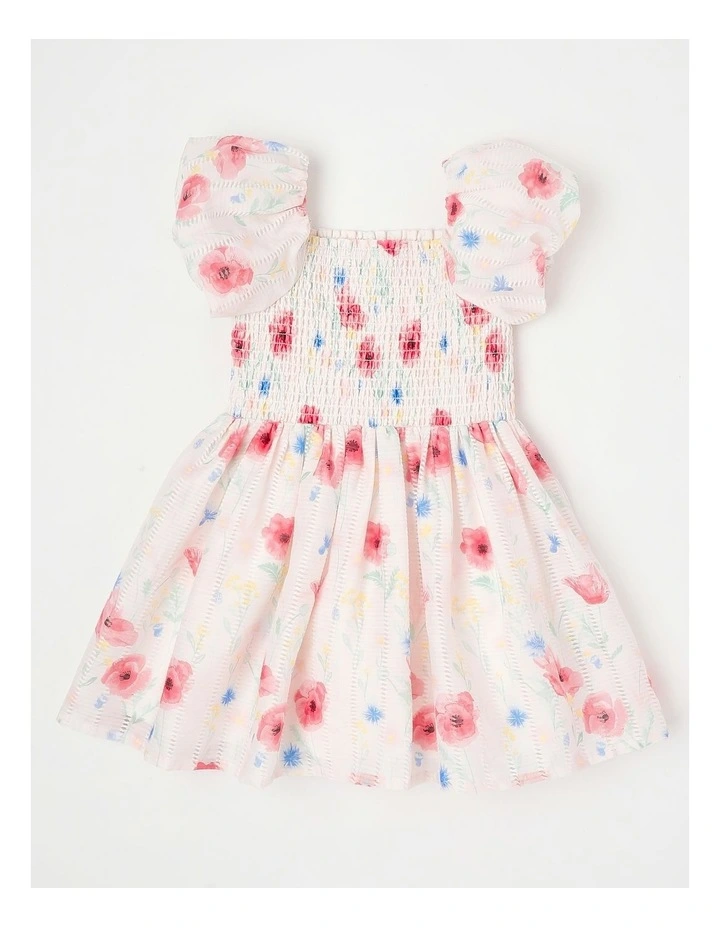 Gemma Junior Shirred Bodice Dress in Pink image 1