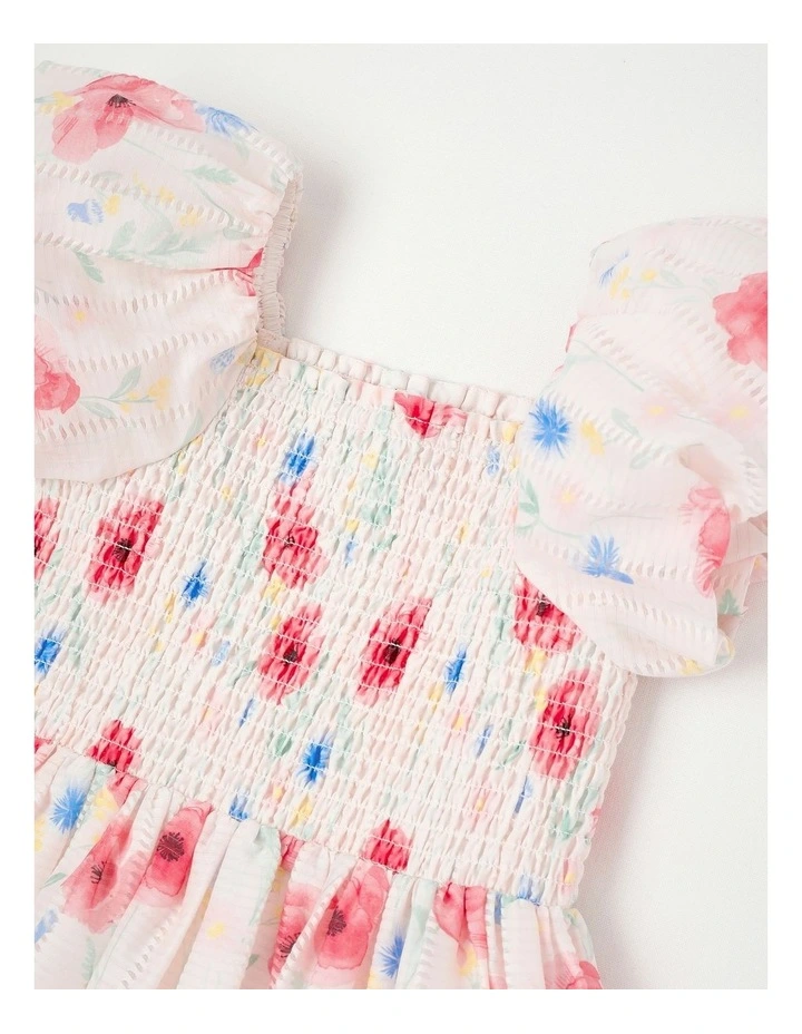 Gemma Junior Shirred Bodice Dress in Pink image 2
