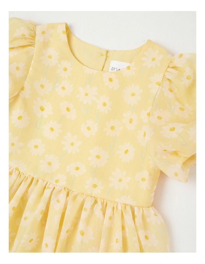 Lilly Junior Gathered Skirt Dress in Lemon image 2