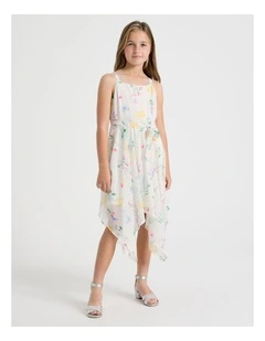 Audrey Senior Hankerchief Hem Dress in White