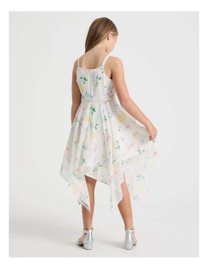 Audrey Senior Hankerchief Hem Dress in White image 5