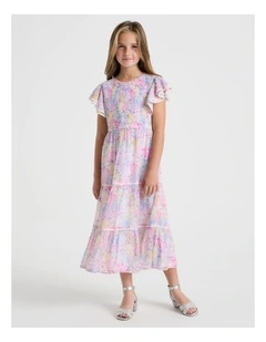 Genevieve Senior Maxi Dress with Tiered Skirt in Assorted