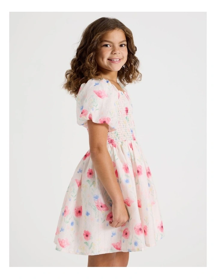 Poppy Senior Dress With Puff Sleeves in White image 5