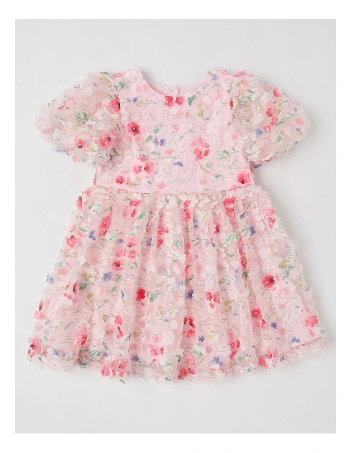 Lucinda Junior Floral Applique Dress in Pink image 1