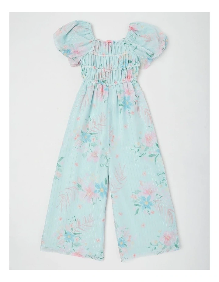 Polly Junior Puff Sleeve Jumpsuit in Blue image 1