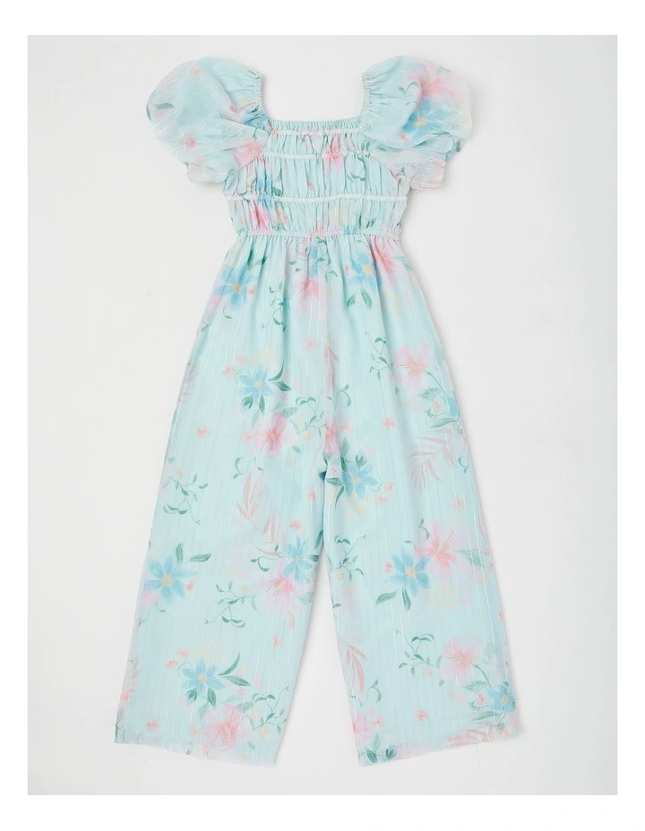 Polly Junior Puff Sleeve Jumpsuit in Blue image 3