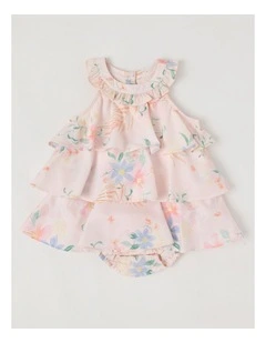 Ginger Newborn Tiered Romper in Pink