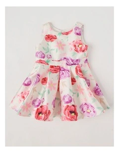 Rose Newborn Satin Twill Dress in White