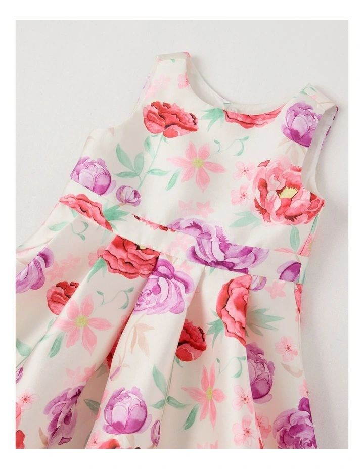 Rose Newborn Satin Twill Dress in White image 2