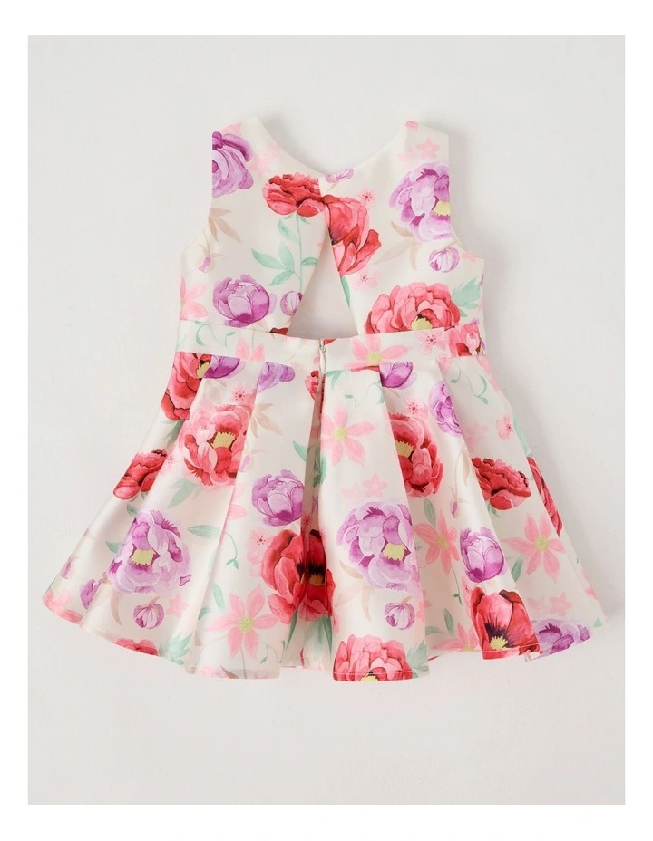Rose Newborn Satin Twill Dress in White image 3
