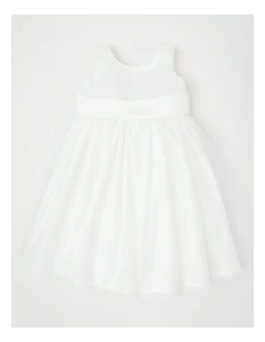 Jasmine Newborn Bow Flower Girl Dress in White