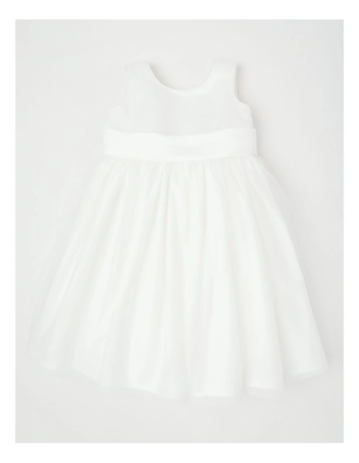Jasmine Newborn Bow Flower Girl Dress in White image 1