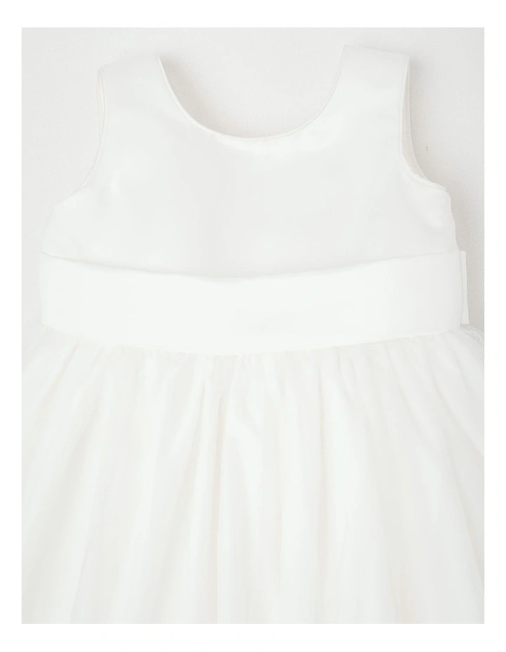 Jasmine Newborn Bow Flower Girl Dress in White image 2