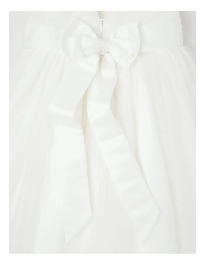 Jasmine Newborn Bow Flower Girl Dress in White image 4