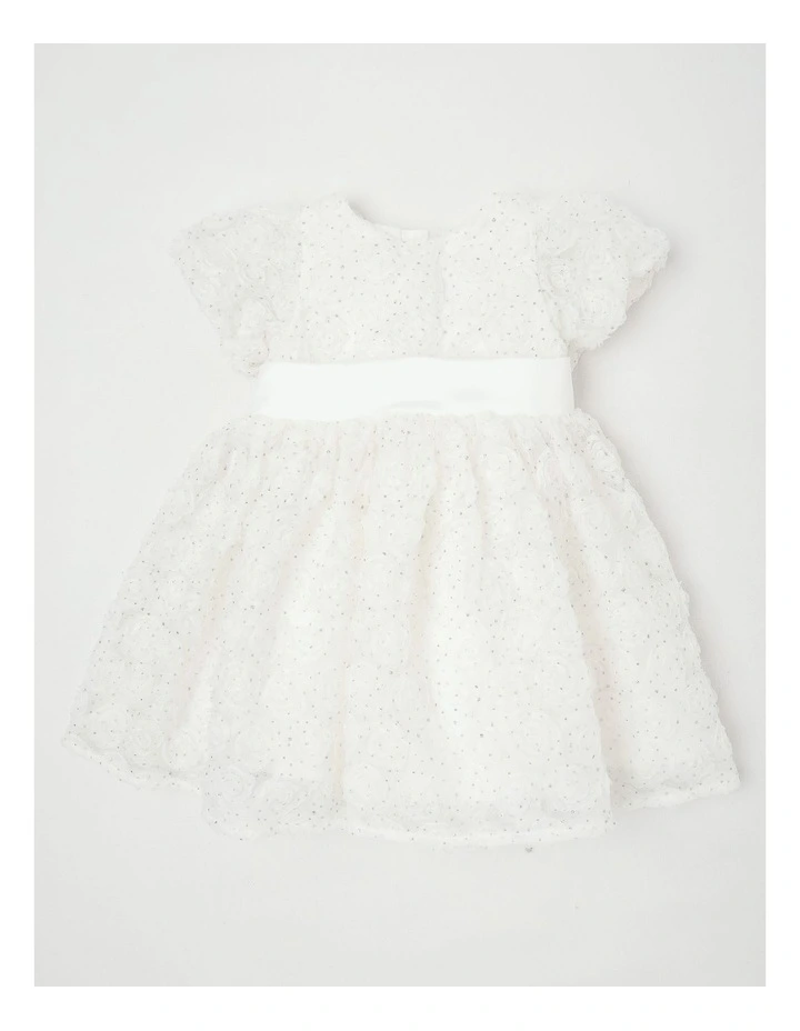 'Origami Collection' Jessie Newborn Floral Dress in White image 1