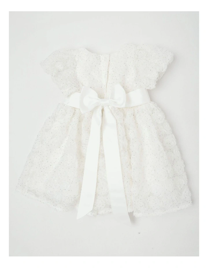'Origami Collection' Jessie Newborn Floral Dress in White image 3