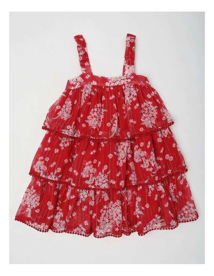Annabel Junior Tiered Dress in Red image 1