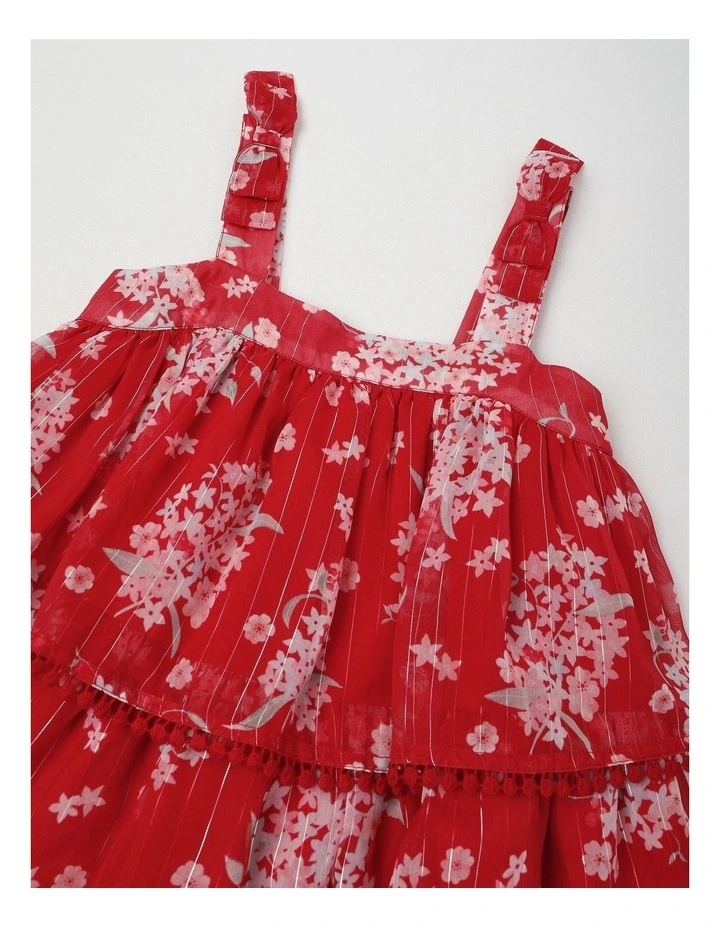Annabel Junior Tiered Dress in Red image 2