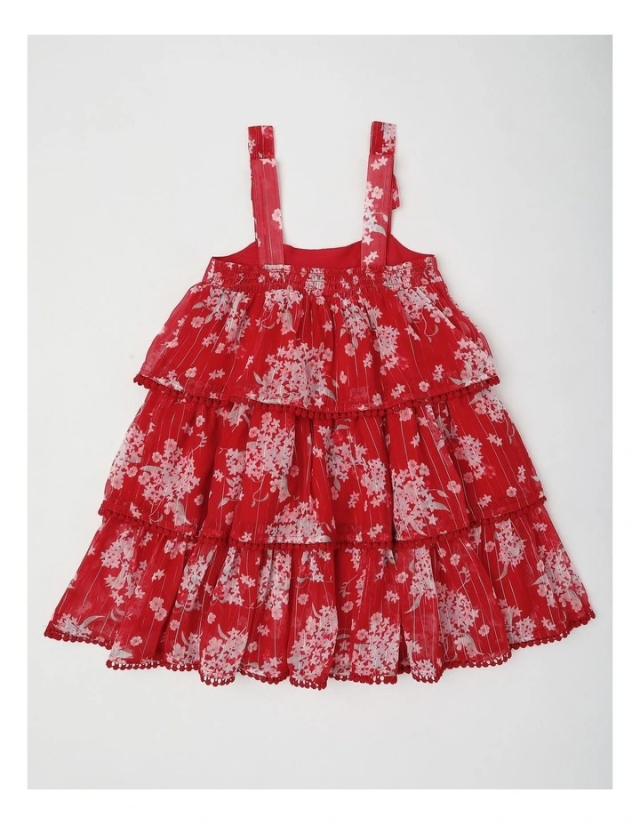 Annabel Junior Tiered Dress in Red image 3