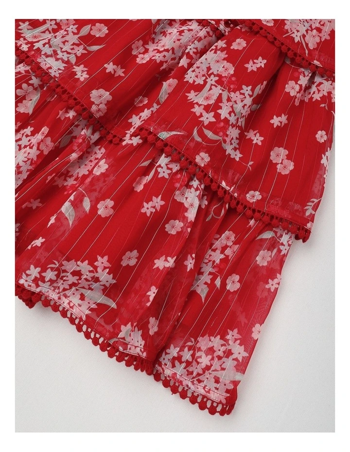 Annabel Junior Tiered Dress in Red image 4