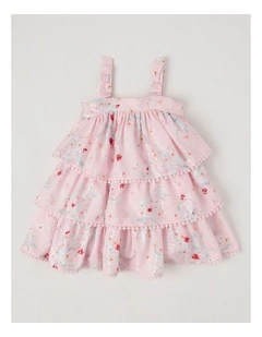 Anne Newborn Tiered Dress in Pink