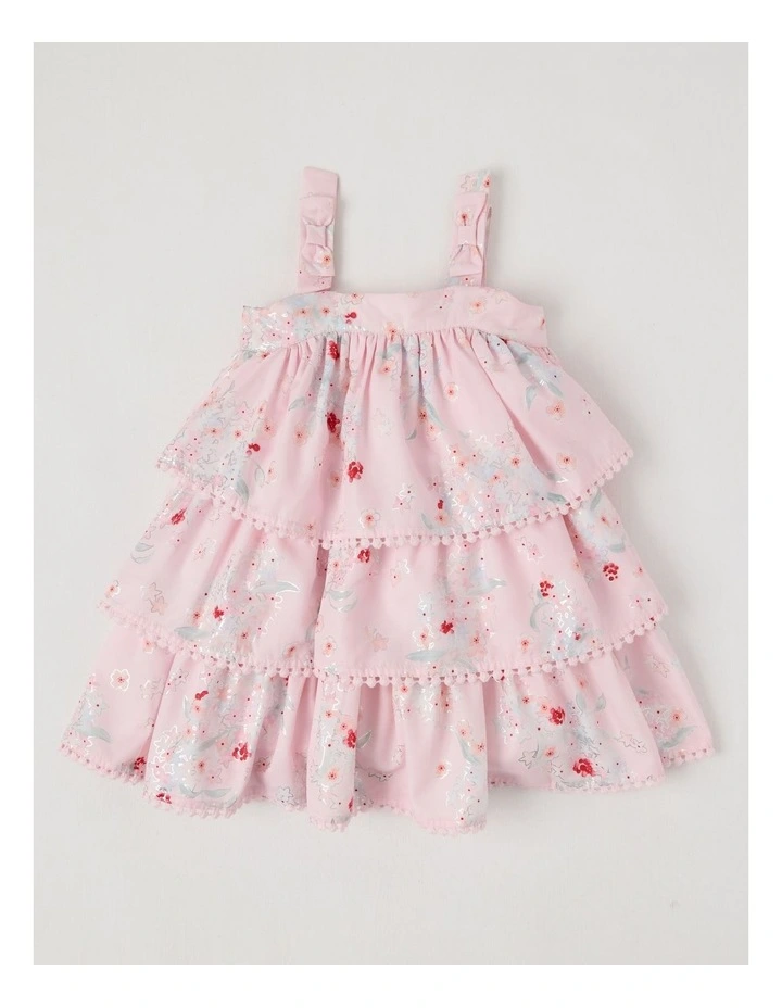 Anne Newborn Tiered Dress in Pink image 1