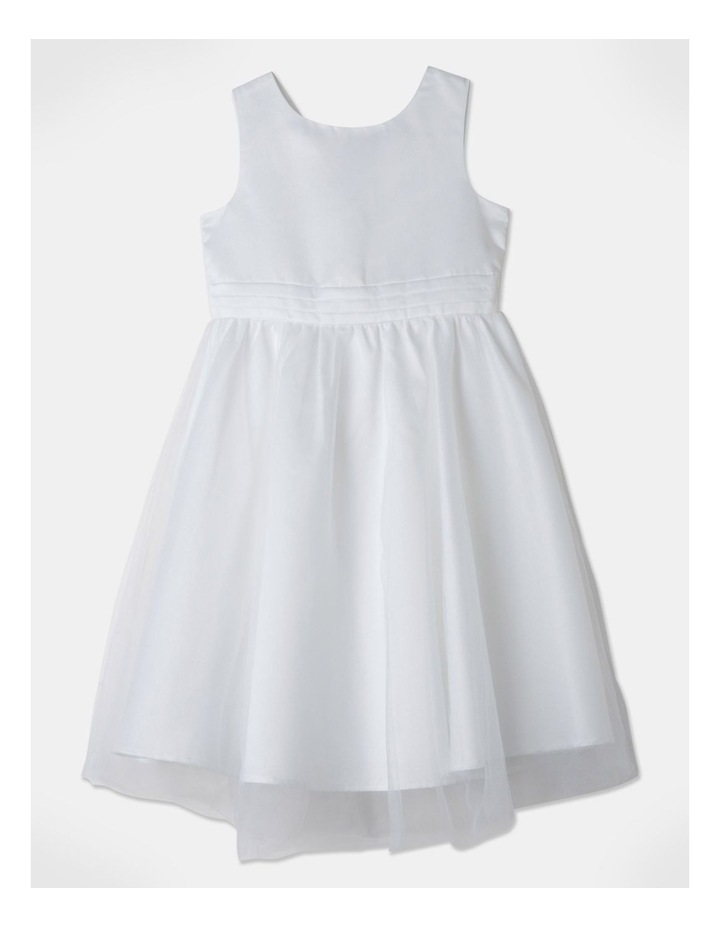 Matte Satin & Tulle Dress In Cream