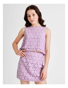 Estelle Sleeveless Lace Two Piece Set in Lilac
