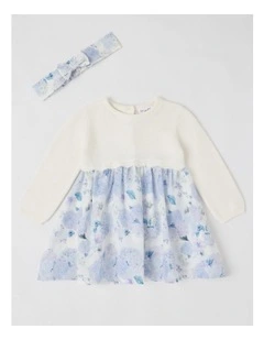 Cora Knit Top with Mesh Tutu and Matching Headband in Light Blue