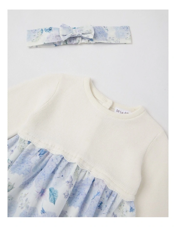 Cora Knit Top with Mesh Tutu and Matching Headband in Light Blue image 2