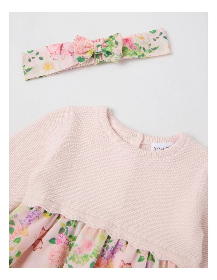 Cora Knit Top with Mesh Tutu and Matching Headband in Pink image 2