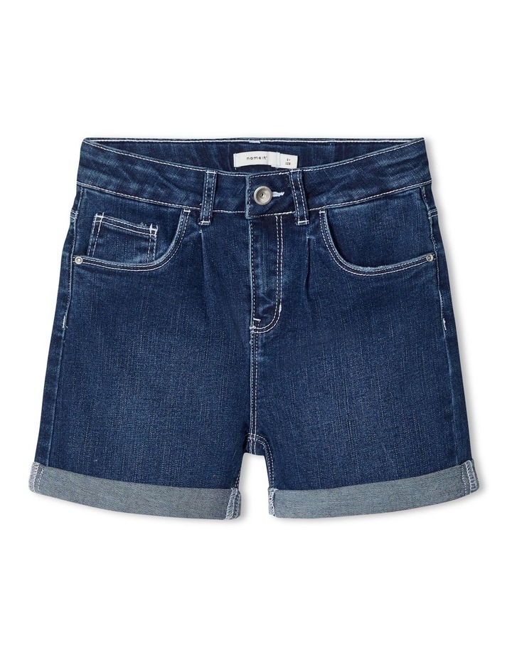 high waist blue shorts