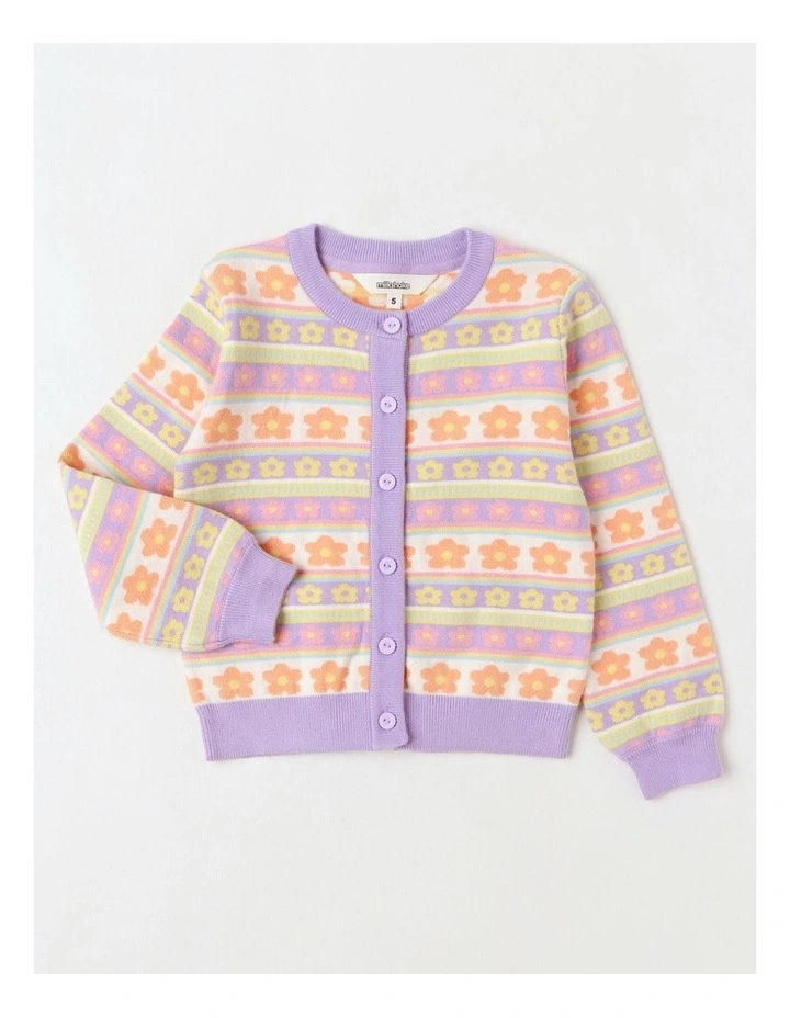 Knit Cardigan in Pastel Lilac image 1