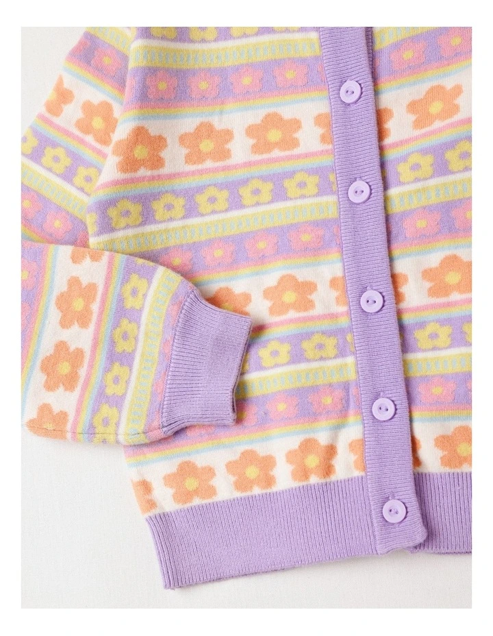 Knit Cardigan in Pastel Lilac image 4