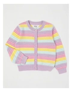 Summer Cardigan With Wavy Stripes in Rainbow